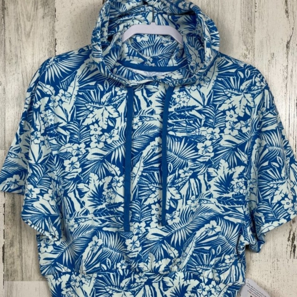 Ivory Ella Andrea  Tropical Cropped Hoodie, Sweatshirt